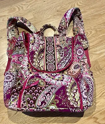 Vera Bradley Backpack Very Berry Paisley Large Duffle Book Bag Travel Purse Tote • $16.50