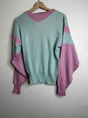 Vintage 80s Meister Wool Pullover Sweater Women's Size Medium Blue • $16.99