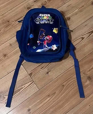 Next Super Mario & Luigi-Galaxy 2007 Blue Zip Up Backpack Rucksack Bag - Holdall • £11.49