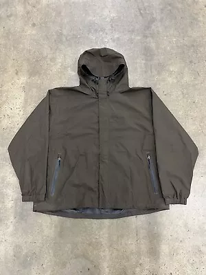 Cabelas Goretex Jacket Mens XXL Brown Outdoor Zip Hooded Pocket Lightweight • $50
