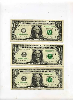 3 Bills With 2013 B  -  Star Note Dollar   - Duplicates • $600