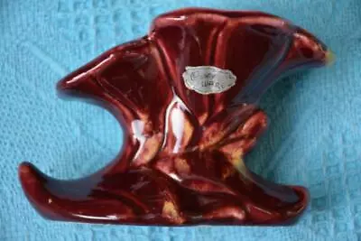 Vintage Australian Pottery CASEY WARE Trumpet VASE MAROON Drip Glaze1950 Kitsch • $24.99