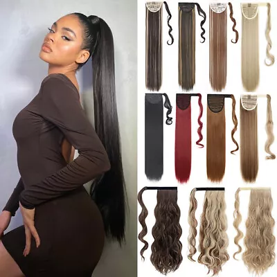 32  Long Wrap Around Ponytail Hair Extension Clip In Real Thick Natural As Human • $8.95