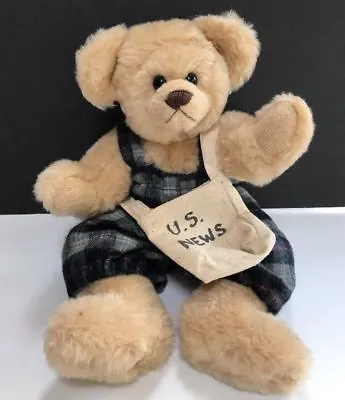 $30 • Buy Artist Teddy Bear Plush 13in By Patsy Lane Paper Boy In Overalls Bag Jointed Vtg