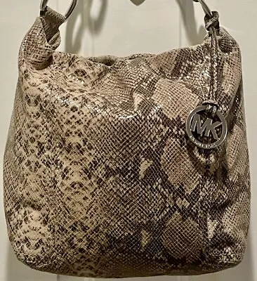 MICHAEL KORS PYTHON SNAKESKIN EMBOSSED LEATHER HOBO SATCHEL HANDBAG Gorgeous Bag • $70