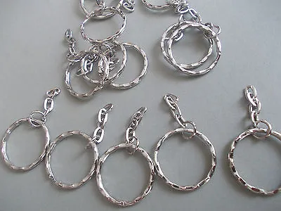 15 X Silver Colour Key Ring Clasps With Dangly Chainmake Your Own Keyring • £2.99