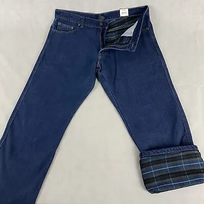 Smiths Workwear Flannel Fleece Lined Jeans Men's 38x32 Insulated Dark Blue NWT • $19.95