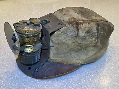 Antique CARBIDE MINER'S LIGHT WITH SOFT CAP Coal Mining Guys Dropper • $120