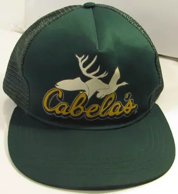 Cabela's Hat Vintage Green Adjustable Ball Cap Trout Deer Duck Logo 80's Trucker • $17.17