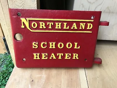 Antique Cast Iron Stove Door Northland School Heater Red With Yellow Lettering • $56.25