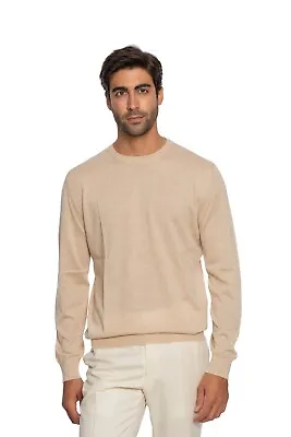 $2000 FEDELI CASHMERE Beige Crewneck Sweater 90% CASHMERE 10% VICUNA Ultra Rare • $990