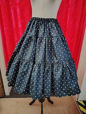 Ex Hire Fancy Dress Costume Black Spotty 50s Rock & Roll Tiered Skirt M- XL  • £2.99