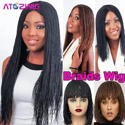 African Braided Wigs Micro Twist Wig Brown Black Braids Wig For African American • $25.37