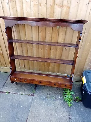 Georgian Style Oak Hanging Delft Rack With Drawers • £70