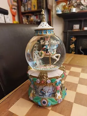 £39.99 • Buy Disney Mickey Mouse Water Snow Globe Musical Carousel Waltz 25cm FAULTY