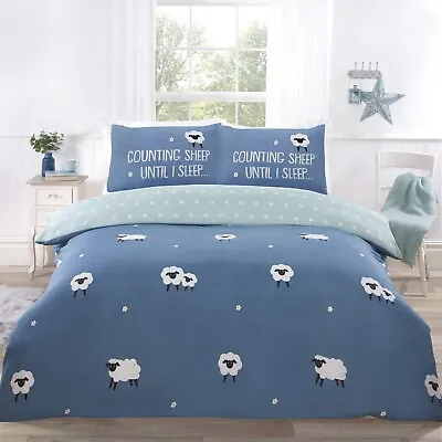£12.89 • Buy Farmyard Sheep Duvet Cover Pillowcases Quilt Bedding Bed Linen Set Double Blue