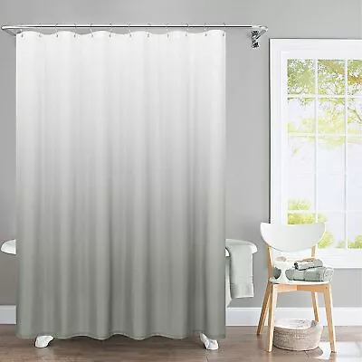 Shower Curtain Gray In Fabric With Hooks Water-Repellant For Bathroom • $16.46