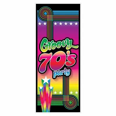 1970's Groovy Door Cover / Wall Poster 70's Theme Party Decoration • £7.79