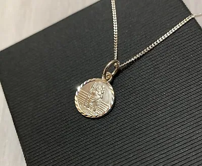 Ladies Diamond Cut 925 Silver Saint Christopher Necklace With Free Engraving • £24.95