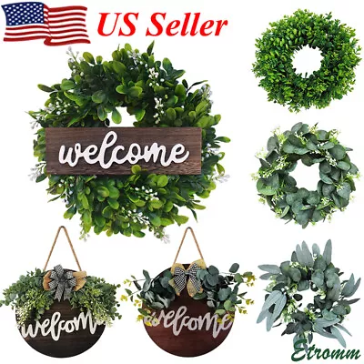 6 Styles Spring Wreaths For Front Door Welcome Sign Hanging Outdoor Wall Decor • $11.89