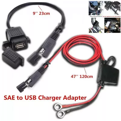 USB Charger For Motorcycle Motorbike SAE To USB Cable Adapter Phone GPS Tablets • $21.51