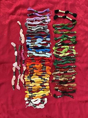 Assorted Floss Lot 69 Skeins DMC J&P  Coats Deluxe Susan Bates Anchor • $12