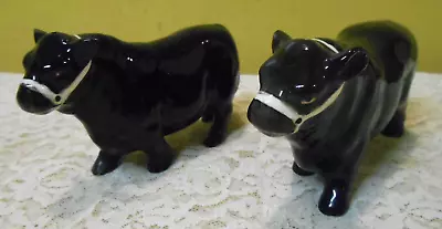 Vintage Victoria Ceramics Black Angus Bull  Cow Salt & Pepper Shakers • $39.99