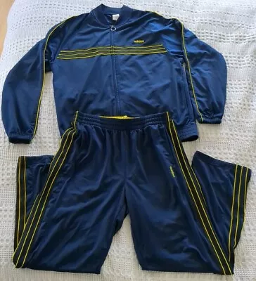 Vtg Y2K Adidas Track Suit Set Pants Jacket Large Blue Yellow 3 Stripes  • $99.95