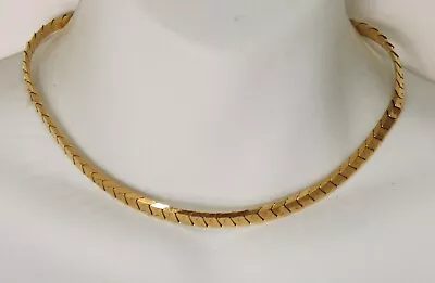 Vintage MONET Signed Flat Flex Gold Tone Necklace Choker 15  • $18.99