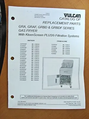 Vulcan Gas Fryer GRA GRAF GRBD GRBDF Catalog Of Replacement Parts • $12.99