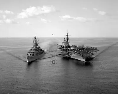 USS IOWA BB-61 Battleship & USS Midway CV-41 Aircraft Carrier 1987 Photo 8x10 • $7.99