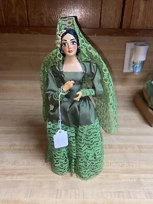 Vintage 1950-60 Flamenco Dancer Doll W/green Dress 13” • $12