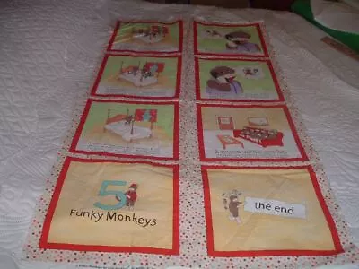 Vtg Moda Funky Monkeys 8 Block Soft Book Flannel Sew Fabric Panel 11x11x8 #PB5 • $13.99