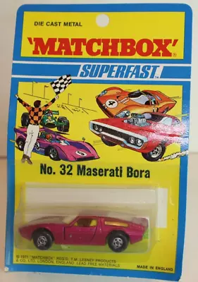 Matchbox Lesney Superfast #32 Maserati Bora Green Base New In Pack • $29.94