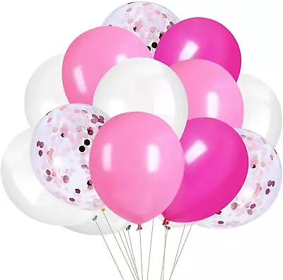 50 Globos De Confeti Rosa Decoraciones Para Baby Shower Fiestas Cumpleaños Niña • £12.35