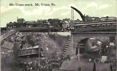 Vintage POST CARD*MT. UNION PRR 1917 TRAIN WRECK*Mt. UNION PA*Huntingdon Co *N11 • $18.99