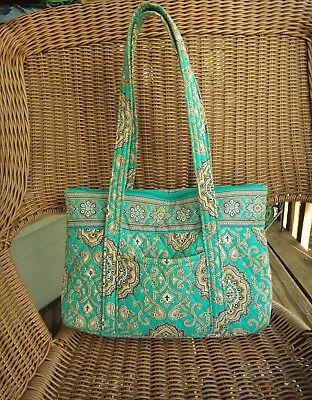 Vera Bradley TOTALLY TURQ Shoulder Bag Tote Zip Top Purse Turquoise Paisley • $24