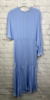 £9.99 • Buy ASOS New Baby Blue Asymmetric Drape Sleeve Dress Uk 10