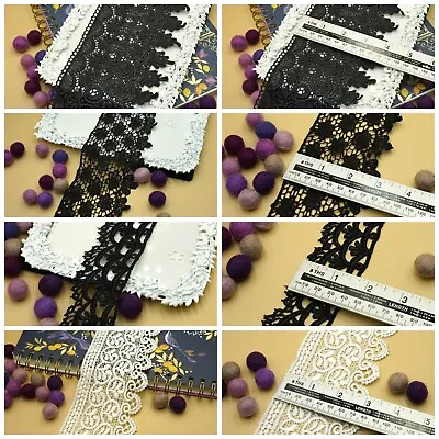 Black Or White Daisy Lace Trim Colours Guipure Ideal For Embellishing Sewing On • £2.96