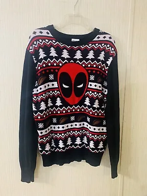 $24 • Buy Marvel Deadpool Holiday Ugly Christmas Sweater Sz Med Pit 20…32