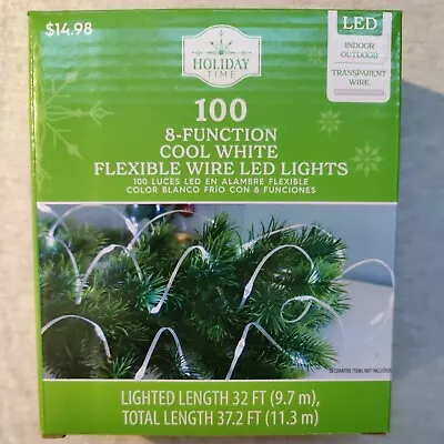 Holiday Time 100-Count 8-Function Cool White LED Flexible Wire Christmas Lights • $16.65