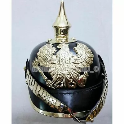 Prussian German Pickelhaube Helmet Imperial Officer’s Leather Without Stand • $120.45