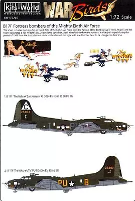 Kits World Decals 1/72 B-17F FORTRESS MIGHTY 8TH AF Belle Of San Joaquin & Witch • $12.99