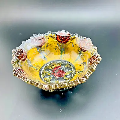 Vintage Small (4 3/4”) Goofus Glass Bowl With Roses • $12