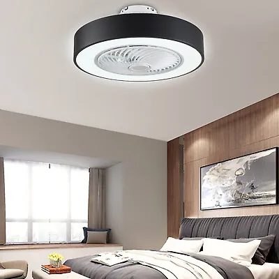 22'' Modern Invisible Ceiling Fan Light LED Chandelier Pendant Lamp Remote 55CM • $51.70