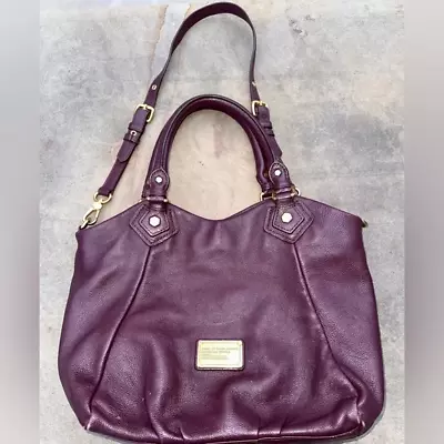 Marc Jacobs Classic Q Francesca Burgandy Wine Italian Leather Shoulder Tote • $89.49