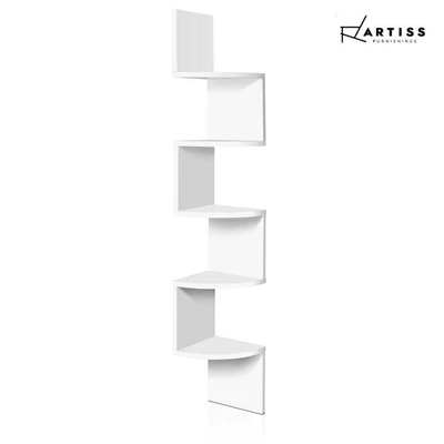 $30.35 • Buy Artiss Wall Shelf Corner Floating Display Shelf Bookshelf White Rack 5 Tier