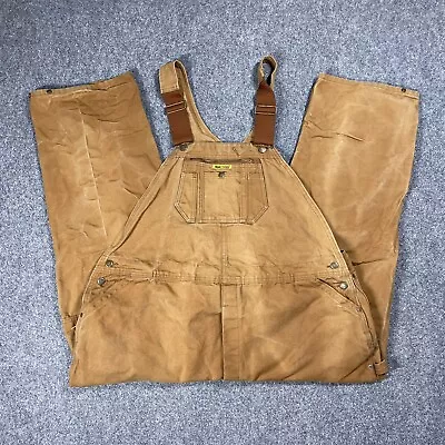 VINTAGE Work N Sport Duck Canvas Overalls Mens 48x28 Brown Double Knee USA • $24.48