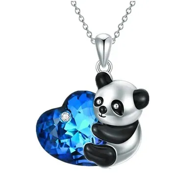 Panda Cute Kawaii Spirit Animal Blue Crystal Necklace Pendant + Free Gift Bag • £6.99