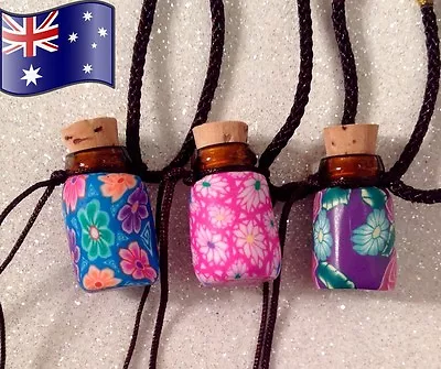Aromatherapy Essential Oil Diffuser Perfume Pendant Necklace Glass Bottle W/ Lid • $8.95